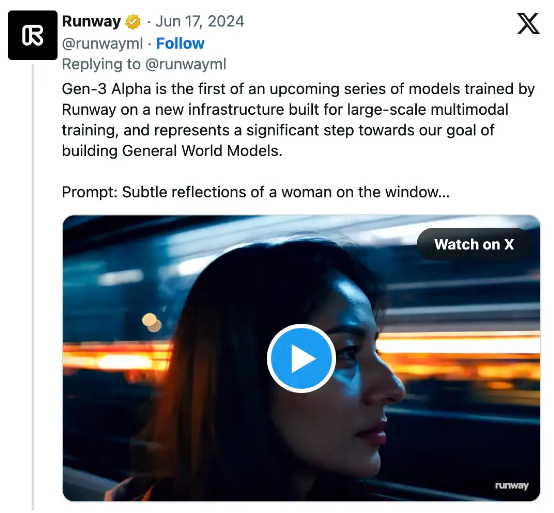 Mô hình video tạo mới của Runway Gen-3 được người dùng mạng khen ngợi: Tốt hơn Sora.